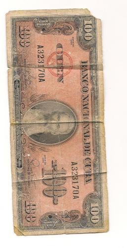 Vendo: Billete de 100 pesos cubano del año 1 - Imagen 1